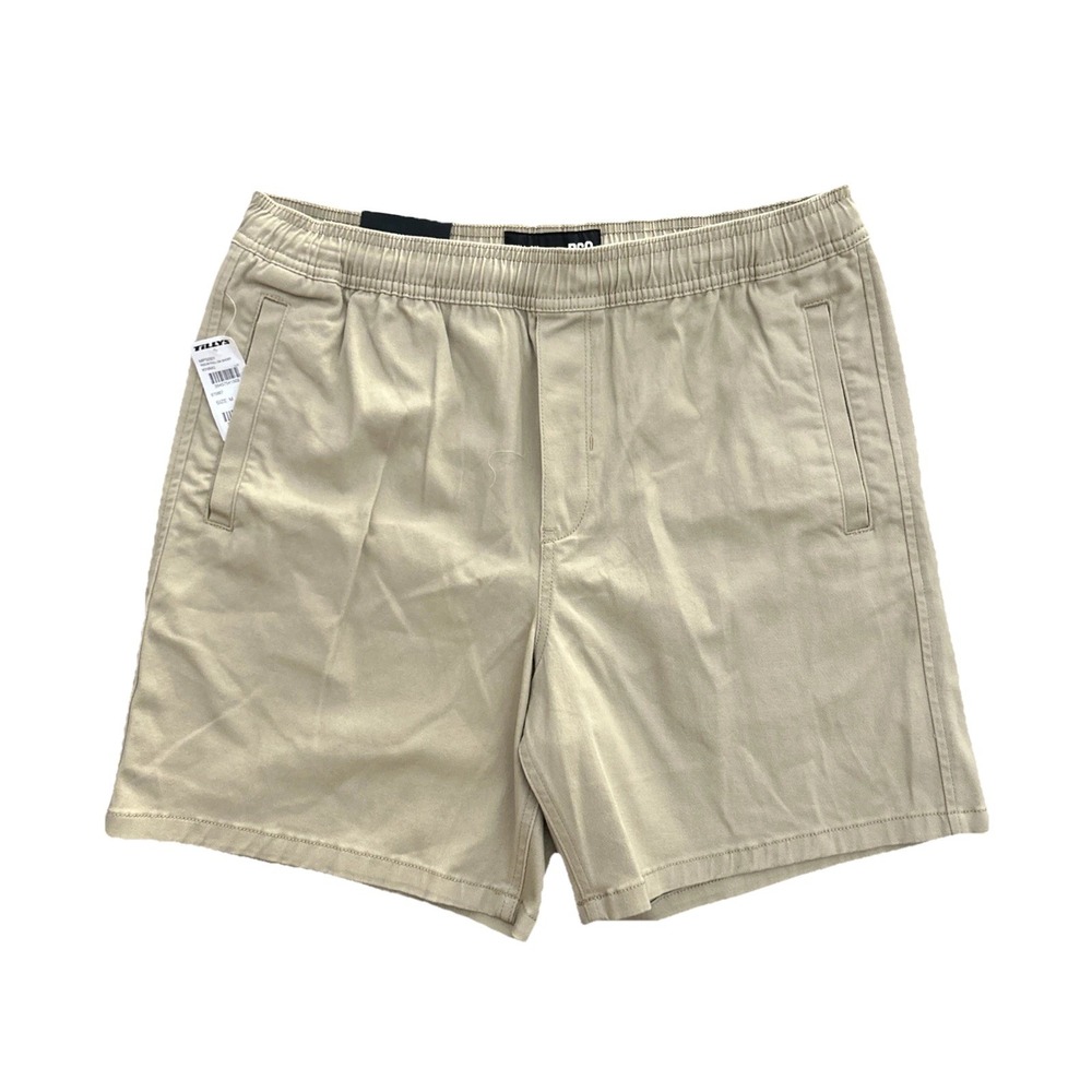 RSQ Khaki Beige Pull On Chino Shorts Drawstring Waist Cotton Blend Men's M NWT
